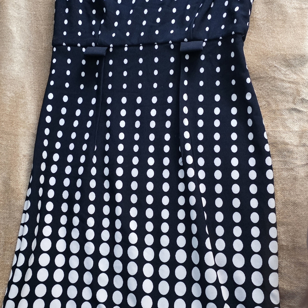 connected apparel Navy and White Polka Dot Midi Dress